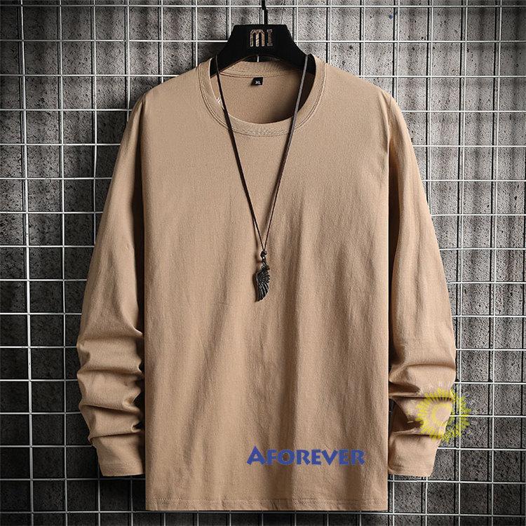 長袖Tシャツ メンズ Tシャツ 無地 プルオーバー ティーシャツ 秋 カットソー トップス 秋服 クルーネック ファッション カジュアル 