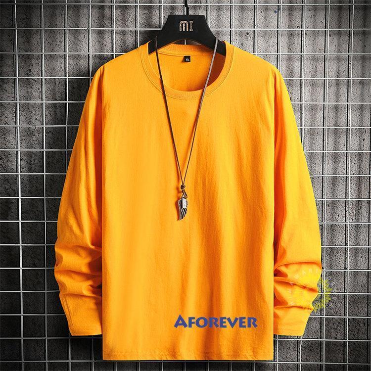 長袖Tシャツ メンズ Tシャツ 無地 プルオーバー ティーシャツ 秋 カットソー トップス 秋服 クルーネック ファッション カジュアル 