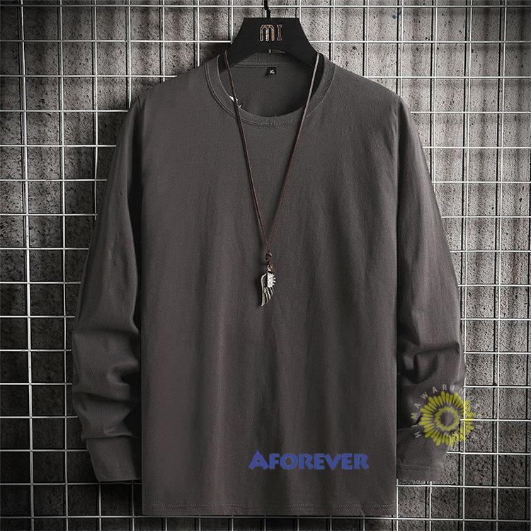 長袖Tシャツ メンズ Tシャツ 無地 プルオーバー ティーシャツ 秋 カットソー トップス 秋服 クルーネック ファッション カジュアル 