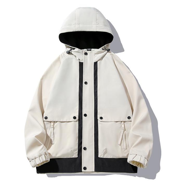 マウンテンメンズ 2TYPE ウィンドブレーカー 配色 フード付き アウター 撥水 防風 ジップジップアップ 