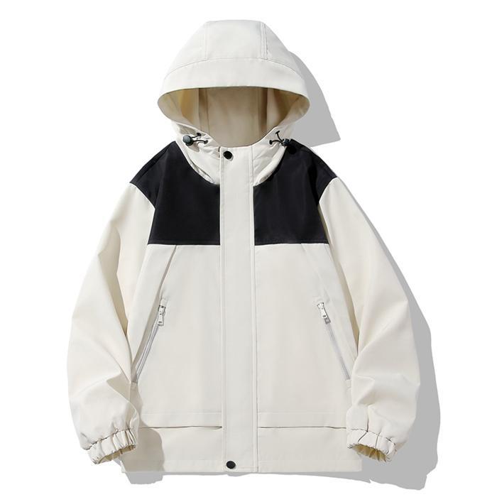 マウンテンメンズ 2TYPE ウィンドブレーカー 配色 フード付き アウター 撥水 防風 ジップジップアップ 