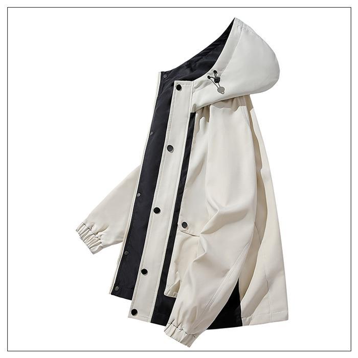 マウンテンメンズ 2TYPE ウィンドブレーカー 配色 フード付き アウター 撥水 防風 ジップジップアップ 