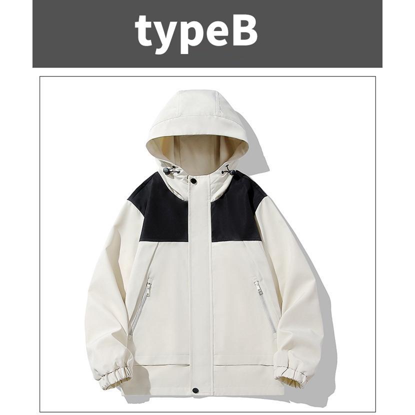 マウンテンメンズ 2TYPE ウィンドブレーカー 配色 フード付き アウター 撥水 防風 ジップジップアップ 