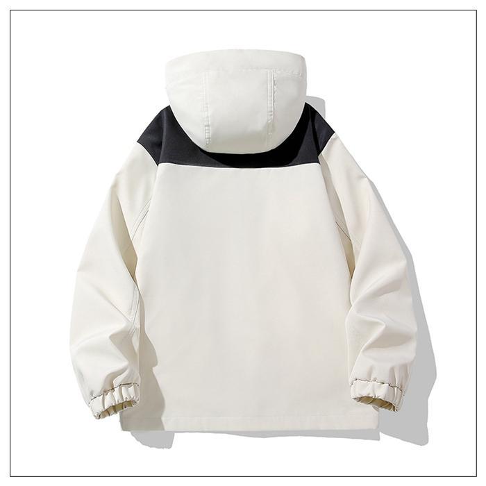 マウンテンメンズ 2TYPE ウィンドブレーカー 配色 フード付き アウター 撥水 防風 ジップジップアップ 