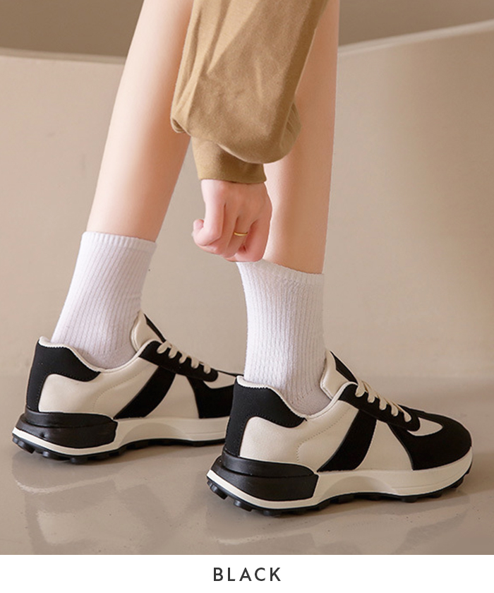 歩きやすい 疲れにくい カジュアル スニーカー レディース 厚底 バイ厚底スニーカー 厚底バイカラースニーカー 春 夏 ファッション 韓国 靴 
