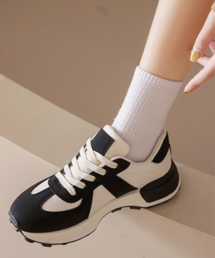歩きやすい 疲れにくい カジュアル スニーカー レディース 厚底 バイ厚底スニーカー 厚底バイカラースニーカー 春 夏 ファッション 韓国 靴 