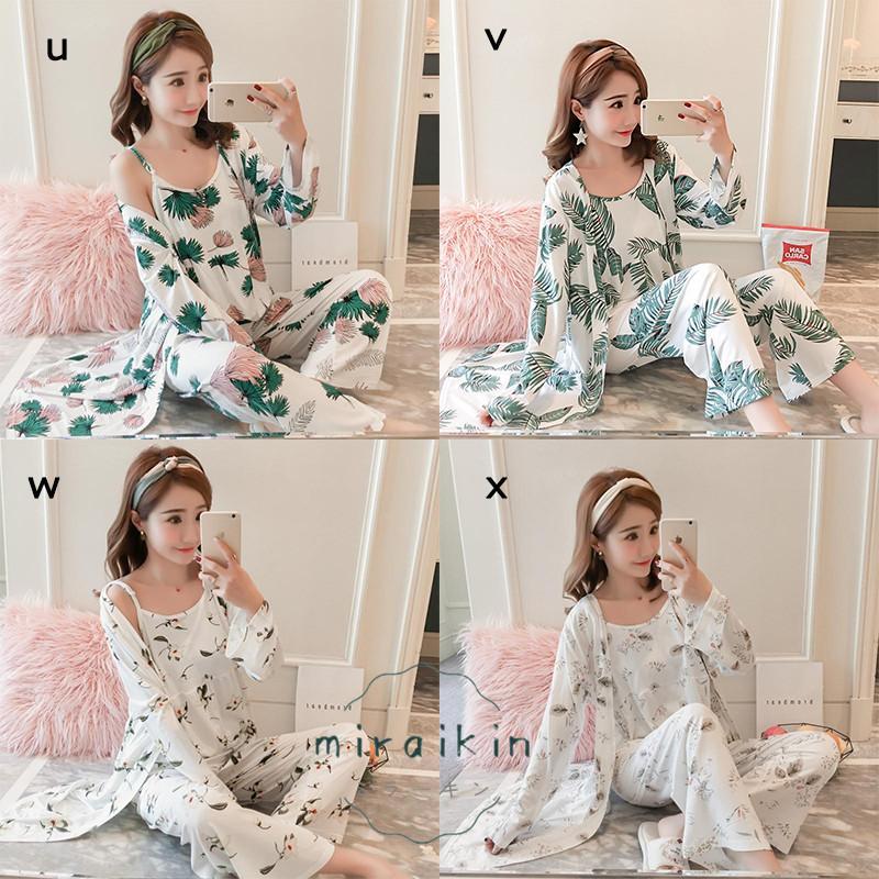 ルームウェア 3点セット レディース 花柄 パジャマ カーディガン 春秋夏 部屋着 パンツ 30代 リラックス 40代 20代 ナイトウェア 50代 長袖 