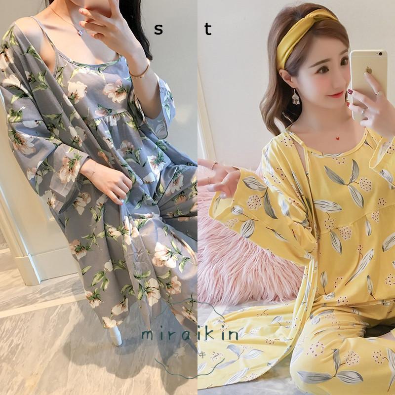 ルームウェア 3点セット レディース 花柄 パジャマ カーディガン 春秋夏 部屋着 パンツ 30代 リラックス 40代 20代 ナイトウェア 50代 長袖 