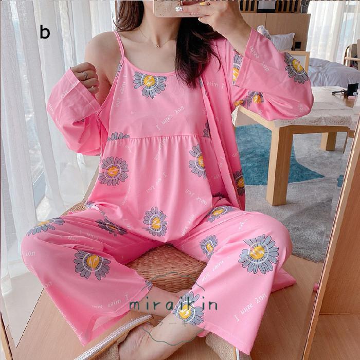 ルームウェア 3点セット レディース 花柄 パジャマ カーディガン 春秋夏 部屋着 パンツ 30代 リラックス 40代 20代 ナイトウェア 50代 長袖 