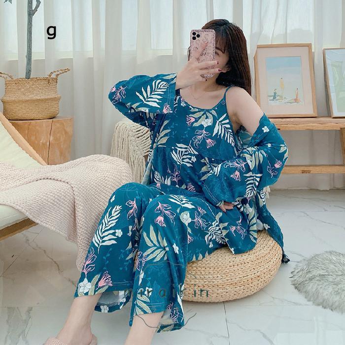 ルームウェア 3点セット レディース 花柄 パジャマ カーディガン 春秋夏 部屋着 パンツ 30代 リラックス 40代 20代 ナイトウェア 50代 長袖 