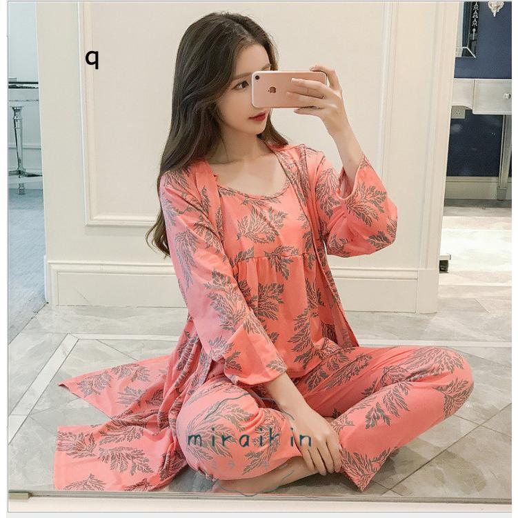 ルームウェア 3点セット レディース 花柄 パジャマ カーディガン 春秋夏 部屋着 パンツ 30代 リラックス 40代 20代 ナイトウェア 50代 長袖 