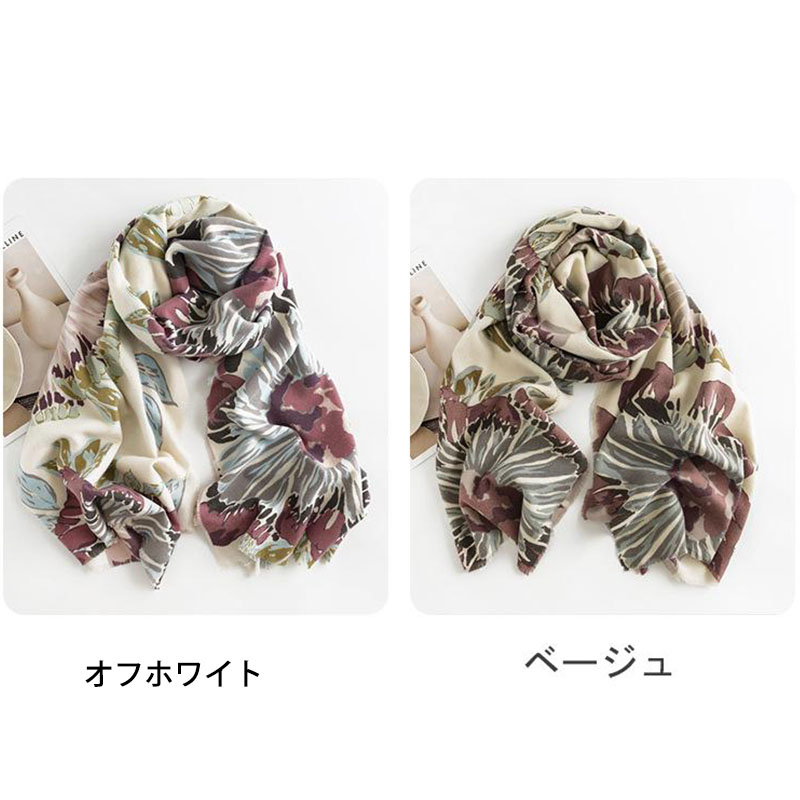 ストール レディース フラワー 花柄 カシミヤ タッチ 大判 防寒 秋冬 ひざ掛け おしゃれ ギフト 肩掛け 羽織 プレゼント ショール かわいい 着物 