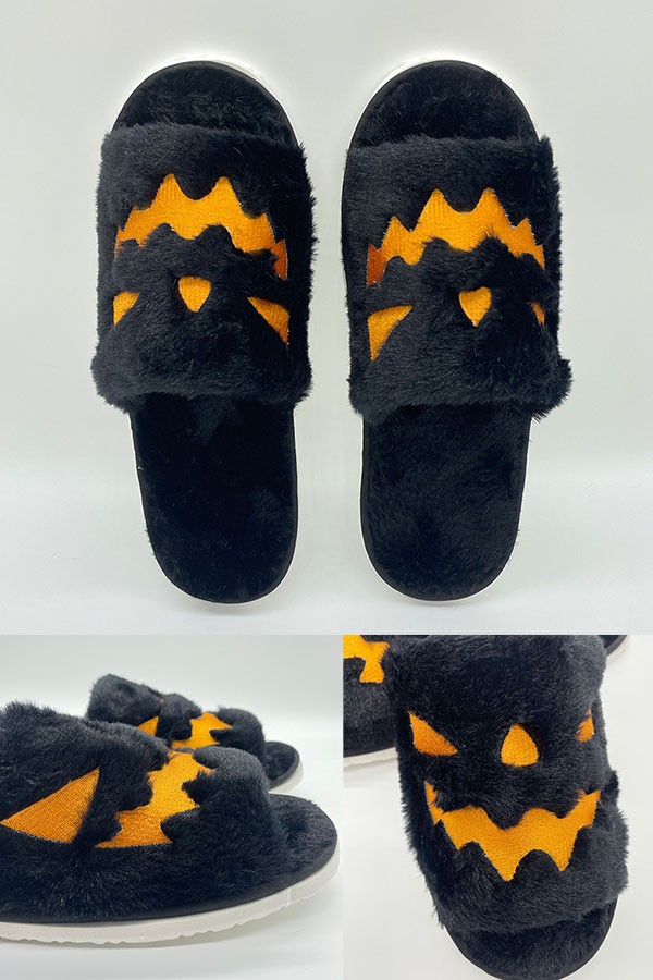 スリッパ カボチャ柄 秋冬 小物 もこもこ かわいい ふわふわ コンフォート 大きいサイズ クリスマス ハロウィン ギフト おしゃれ 