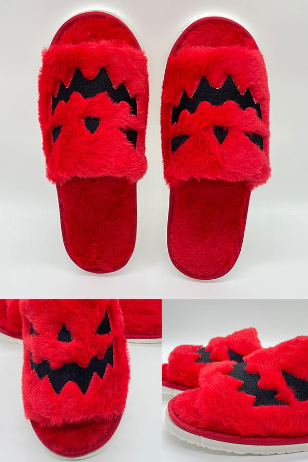 スリッパ カボチャ柄 秋冬 小物 もこもこ かわいい ふわふわ コンフォート 大きいサイズ クリスマス ハロウィン ギフト おしゃれ 