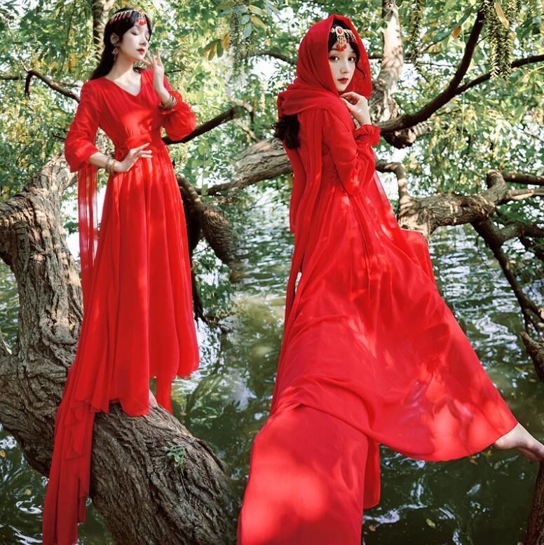 ワンピース カラードレス レディース ビーチドレス 広がる 大裾幅 トレーン Vネック エレ天使風 ダンスウェア 海旅行用ドレス ダブルリボン付き 