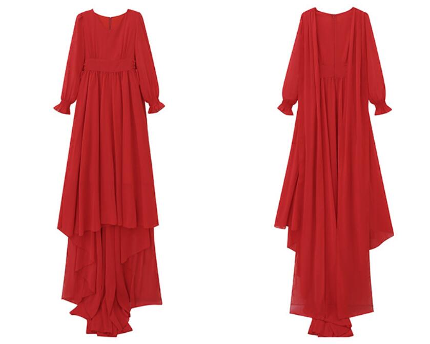 ワンピース カラードレス レディース ビーチドレス 広がる 大裾幅 トレーン Vネック エレ天使風 ダンスウェア 海旅行用ドレス ダブルリボン付き 