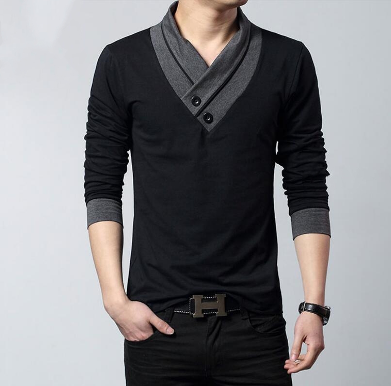 Tシャツ メンズ 秋 長袖 無地 Vネック トップス 春 ストレッチ シンプル 大きいサイズ 綿Tシャツ カジュアル 