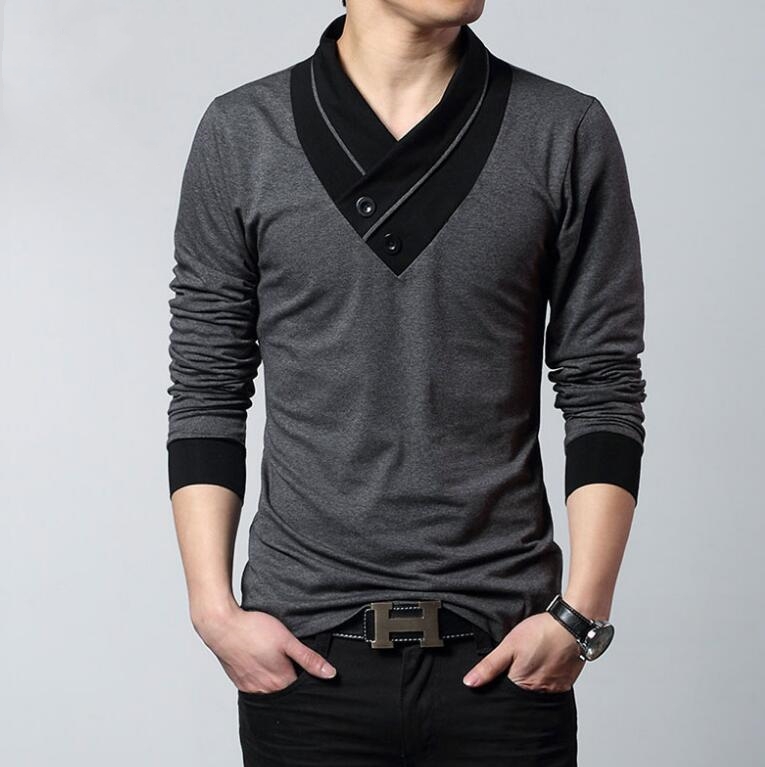 Tシャツ メンズ 秋 長袖 無地 Vネック トップス 春 ストレッチ シンプル 大きいサイズ 綿Tシャツ カジュアル 