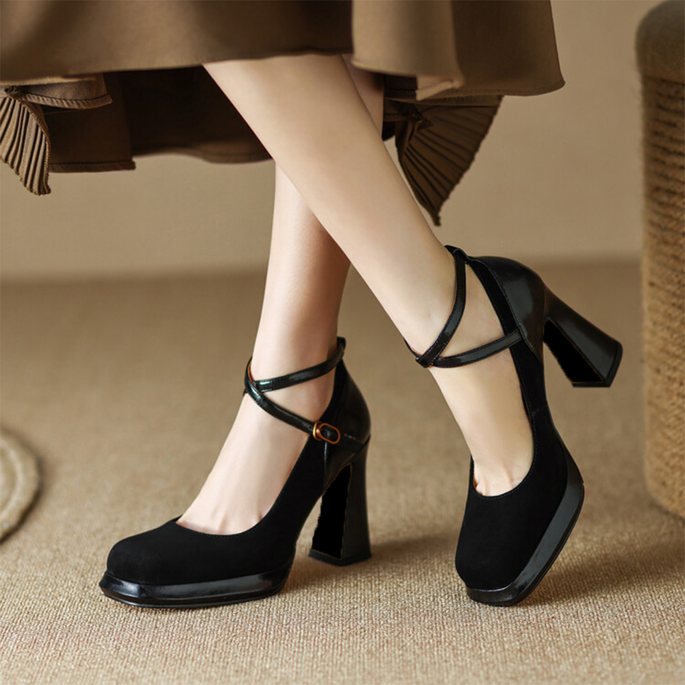 パンプス スエード調 ヒール 美脚 華奢  