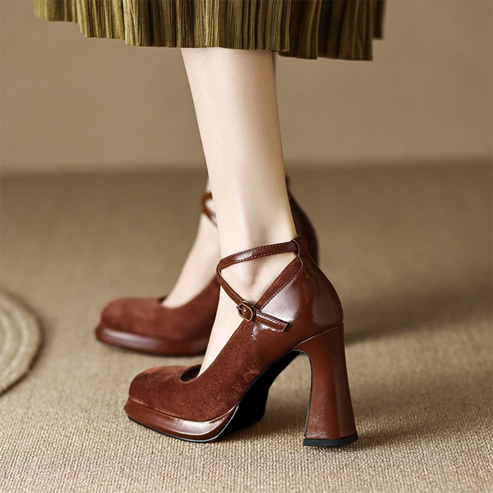 パンプス スエード調 ヒール 美脚 華奢  