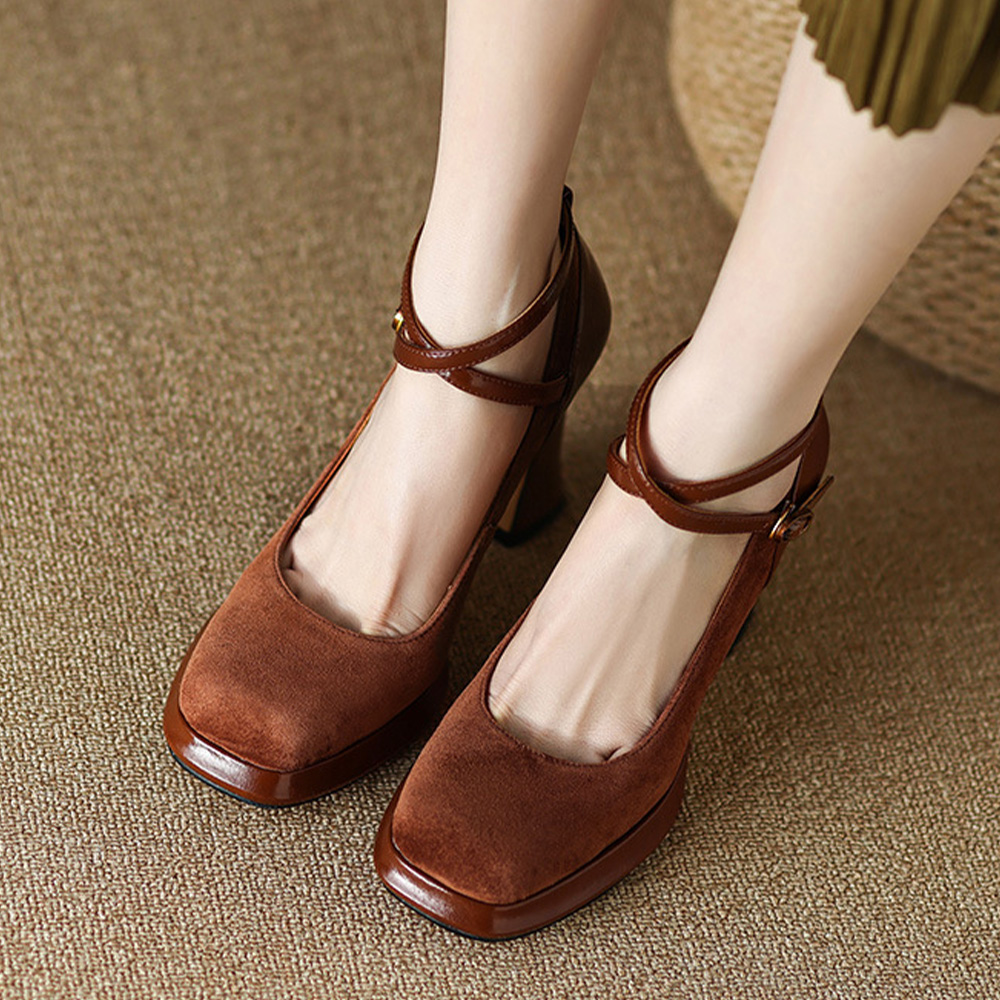 パンプス スエード調 ヒール 美脚 華奢  