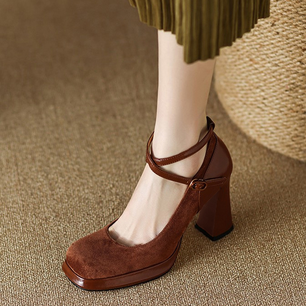 パンプス スエード調 ヒール 美脚 華奢  