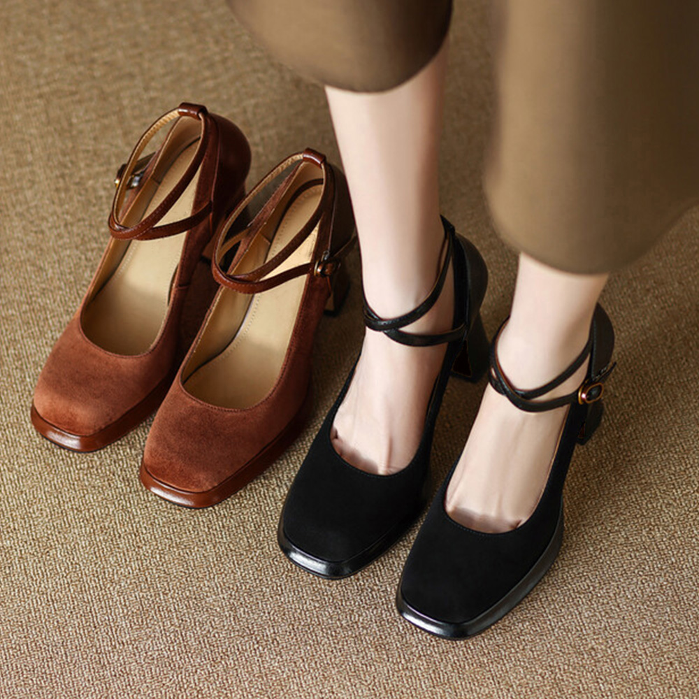 パンプス スエード調 ヒール 美脚 華奢  