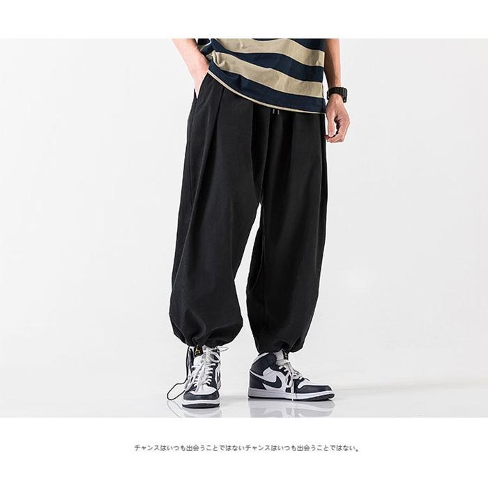 アラジンパンツ サルエルパンツ 大きいサイズ ワイドパンツ メンズ ズボン ボ幅広ゴム 快適 ガウチョパンツ 部屋着 夏服 調整紐 