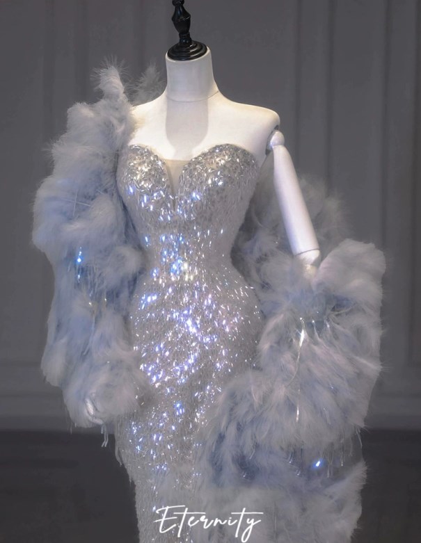 新作！シルバー ドレス二次会 ワンピース パーティードレス 舞台 コンサート 発表会 撮影 