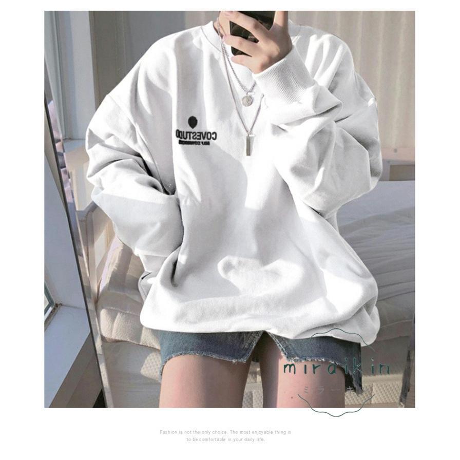 トレーナー レディース プルオーバー クルーネック 長袖 無地 ゆったり トップス スウェット 春 秋 お出かけ 買い物 リラックス ショッピング Tシャツ 