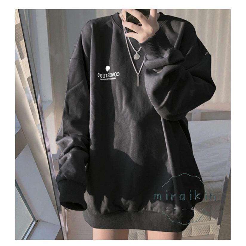 トレーナー レディース プルオーバー クルーネック 長袖 無地 ゆったり トップス スウェット 春 秋 お出かけ 買い物 リラックス ショッピング Tシャツ 