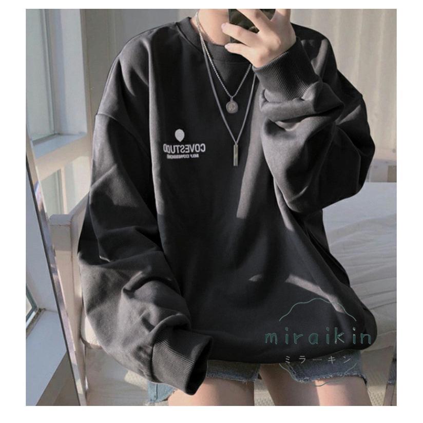 トレーナー レディース プルオーバー クルーネック 長袖 無地 ゆったり トップス スウェット 春 秋 お出かけ 買い物 リラックス ショッピング Tシャツ 