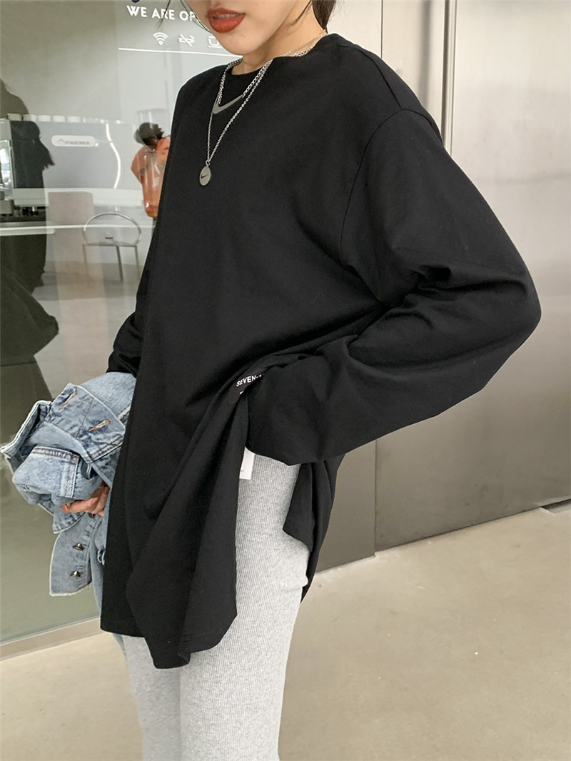 Tシャツ レディース 長袖 カットソー 薄手 ロンT ロングTシャツ 秋 トレーナー部屋着 ビッグシルエット 大きいサイズ 体型カバー スウェット 