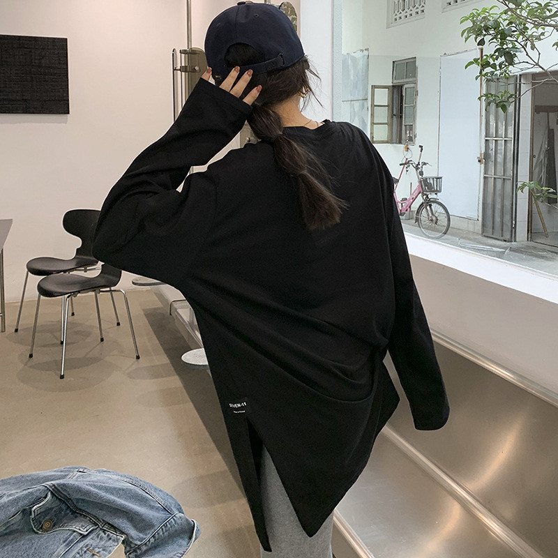 Tシャツ レディース 長袖 カットソー 薄手 ロンT ロングTシャツ 秋 トレーナー部屋着 ビッグシルエット 大きいサイズ 体型カバー スウェット 