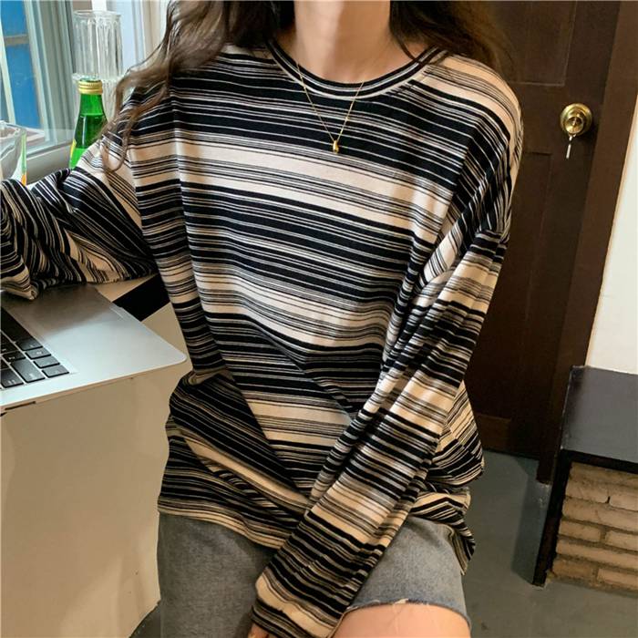 長袖Tシャツ トップス カットソー ボーダー チュニック Tシャツ 柔らか インナー 可愛い シンプル レディース 長袖 ベーシック 