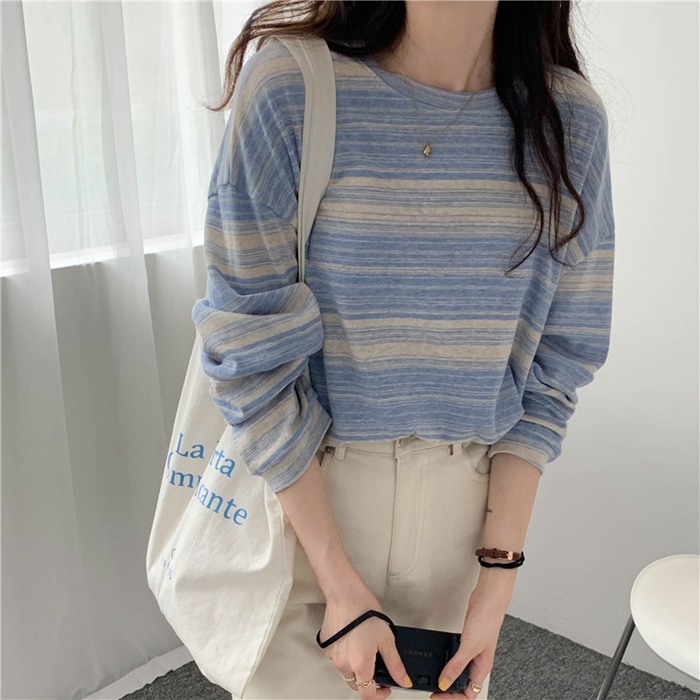 長袖Tシャツ トップス カットソー ボーダー チュニック Tシャツ 柔らか インナー 可愛い シンプル レディース 長袖 ベーシック 