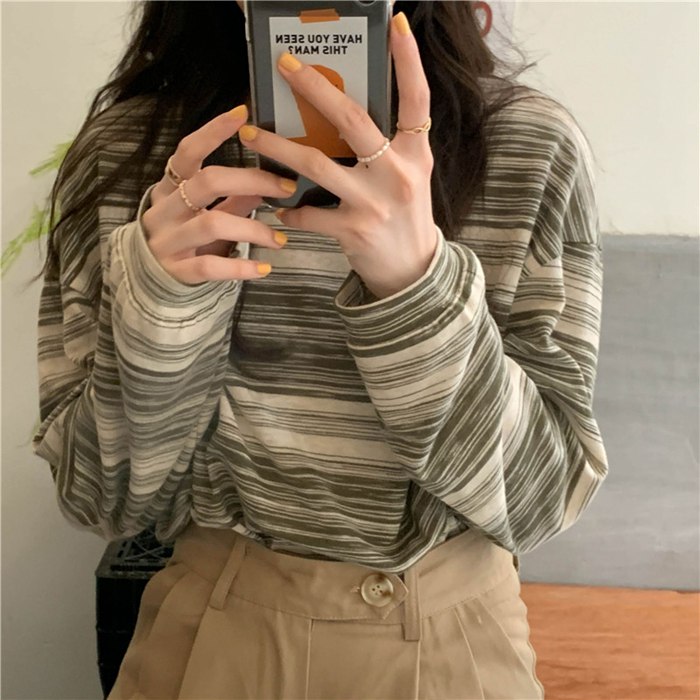 長袖Tシャツ トップス カットソー ボーダー チュニック Tシャツ 柔らか インナー 可愛い シンプル レディース 長袖 ベーシック 