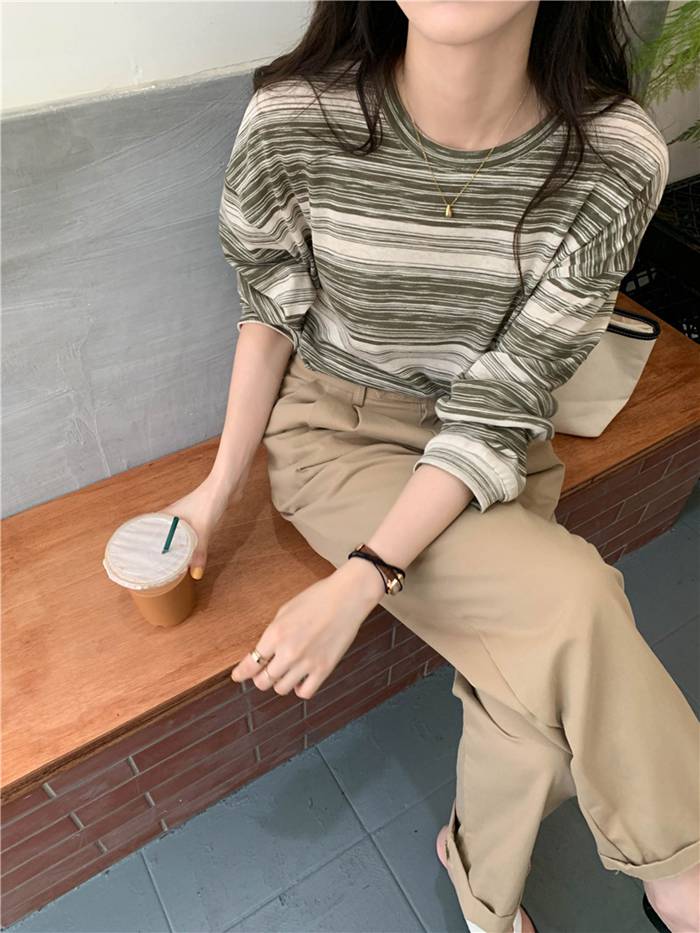 長袖Tシャツ トップス カットソー ボーダー チュニック Tシャツ 柔らか インナー 可愛い シンプル レディース 長袖 ベーシック 
