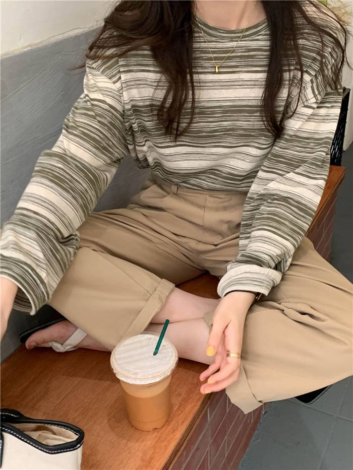 長袖Tシャツ トップス カットソー ボーダー チュニック Tシャツ 柔らか インナー 可愛い シンプル レディース 長袖 ベーシック 