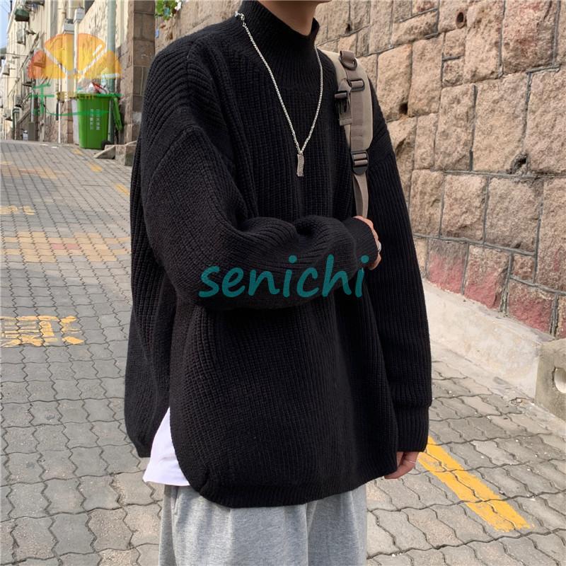 ニットセーター メンズ Ｔシャツ 秋冬 長袖 ゆったり プルオーバー カジュアル サイドスリット ビジネス アメカジ クルーネック 暖かい 厚手 ニット 