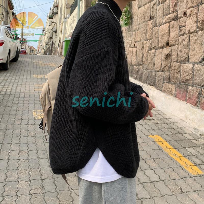 ニットセーター メンズ Ｔシャツ 秋冬 長袖 ゆったり プルオーバー カジュアル サイドスリット ビジネス アメカジ クルーネック 暖かい 厚手 ニット 