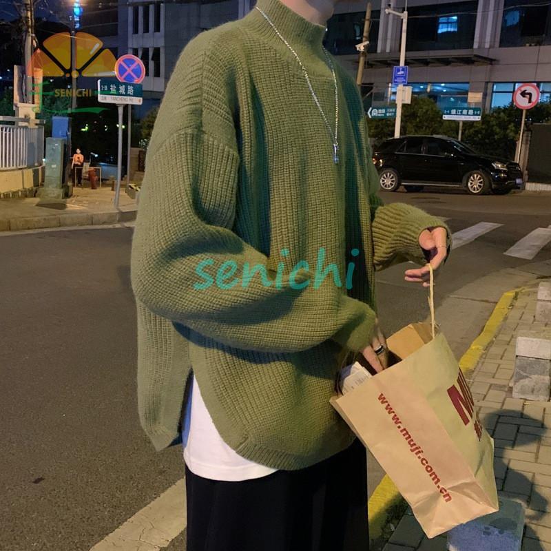 ニットセーター メンズ Ｔシャツ 秋冬 長袖 ゆったり プルオーバー カジュアル サイドスリット ビジネス アメカジ クルーネック 暖かい 厚手 ニット 