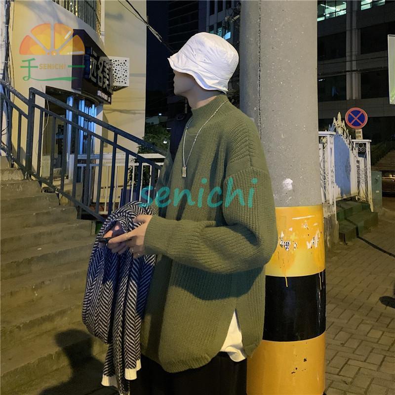 ニットセーター メンズ Ｔシャツ 秋冬 長袖 ゆったり プルオーバー カジュアル サイドスリット ビジネス アメカジ クルーネック 暖かい 厚手 ニット 