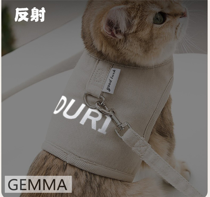 猫用ハーネス リード付 ベスト式 キャットハーネス 牽引ロープ 首輪 着脱簡単 お散歩グッズ ネコ用品 ペットグッズ 快適 お出かけ 散歩 胴輪 