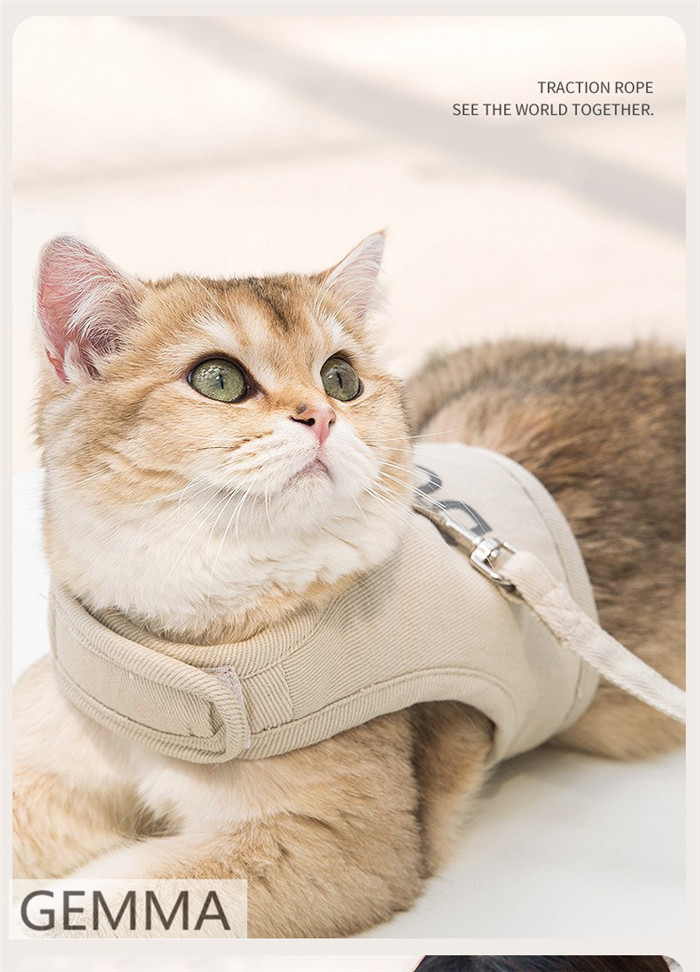 猫用ハーネス リード付 ベスト式 キャットハーネス 牽引ロープ 首輪 着脱簡単 お散歩グッズ ネコ用品 ペットグッズ 快適 お出かけ 散歩 胴輪 