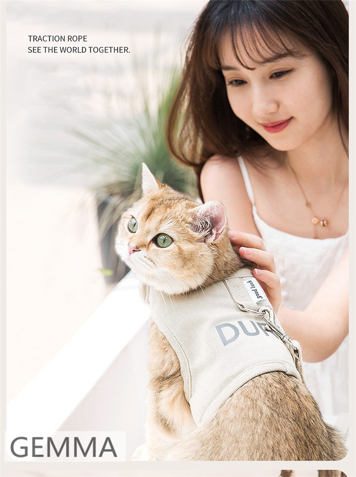 猫用ハーネス リード付 ベスト式 キャットハーネス 牽引ロープ 首輪 着脱簡単 お散歩グッズ ネコ用品 ペットグッズ 快適 お出かけ 散歩 胴輪 