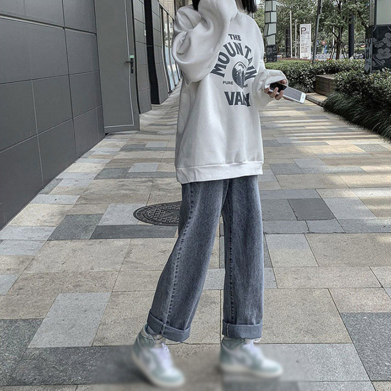 レディース デニム ストレッチ ジーンズ ハイウエスト ロング丈 秋 カジュアル ボ秋服 シンプル 