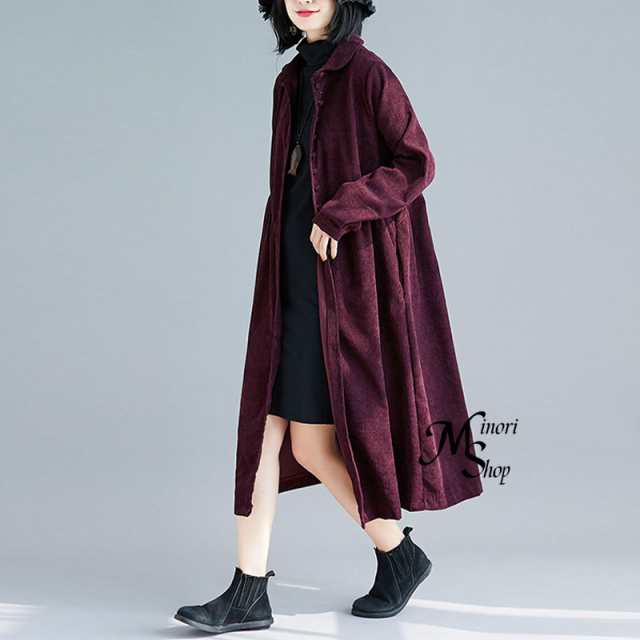 コーデュロイ シャツワンピース 春 ロング 秋冬 カーディガン ロングシャツ レディース シャツワンピ 長袖 アウター マキシ丈 羽織 