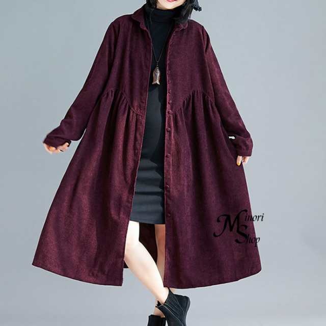 コーデュロイ シャツワンピース 春 ロング 秋冬 カーディガン ロングシャツ レディース シャツワンピ 長袖 アウター マキシ丈 羽織 