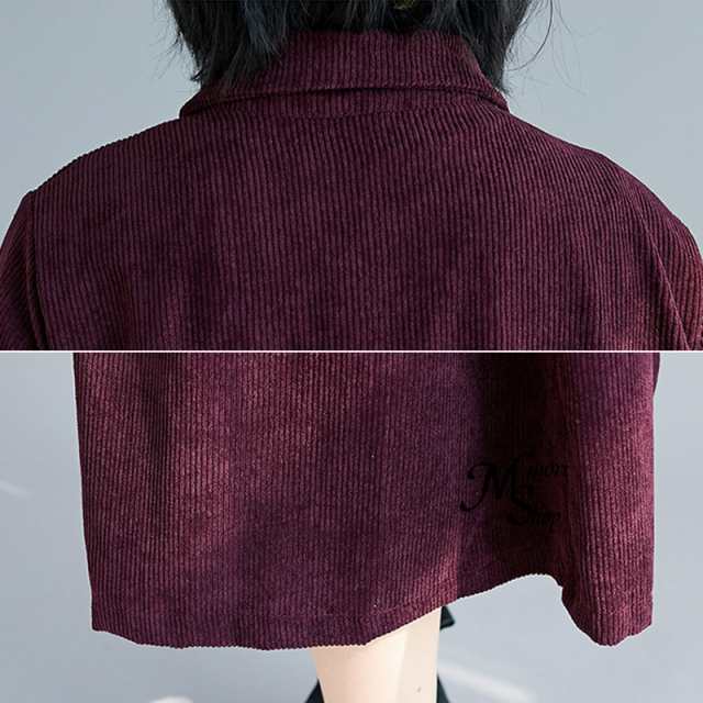コーデュロイ シャツワンピース 春 ロング 秋冬 カーディガン ロングシャツ レディース シャツワンピ 長袖 アウター マキシ丈 羽織 
